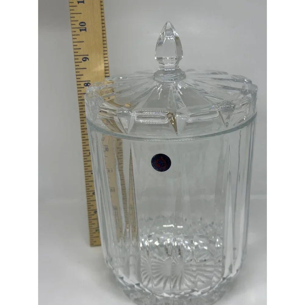 VTG St George Lead Crystal Odyssey Mini Biscuit Barrel Candy Jar Lid‎ England